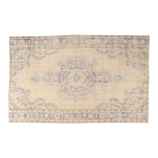 1960s Lavender Medallion Distressed Carpet For Sale