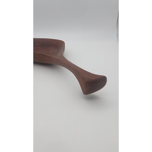 Emil Milan Vintage Teak Milan Style Carved Bowl For Sale - Image 4 of 9