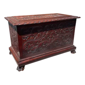 19th Century Baroque Revival Carved Wooden Blanket Chest.