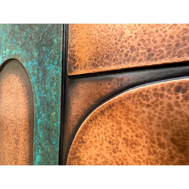 Abstract Geometric Copper Wall Sculpture With Verdigris For Sale - Image 14 of 14