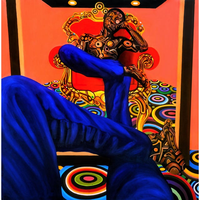 "Mirror Man", Oil and Acrylic on Canvas Painting by Ara Deinde, Oversized Painting For Sale