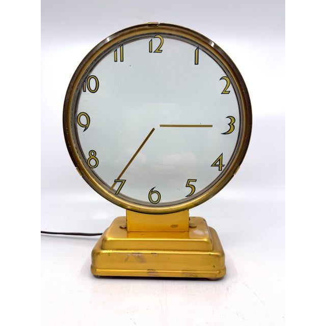 Metal 1940s Art Deco Etalage Reclame Mystery Clock Running Nicely For Sale - Image 7 of 14