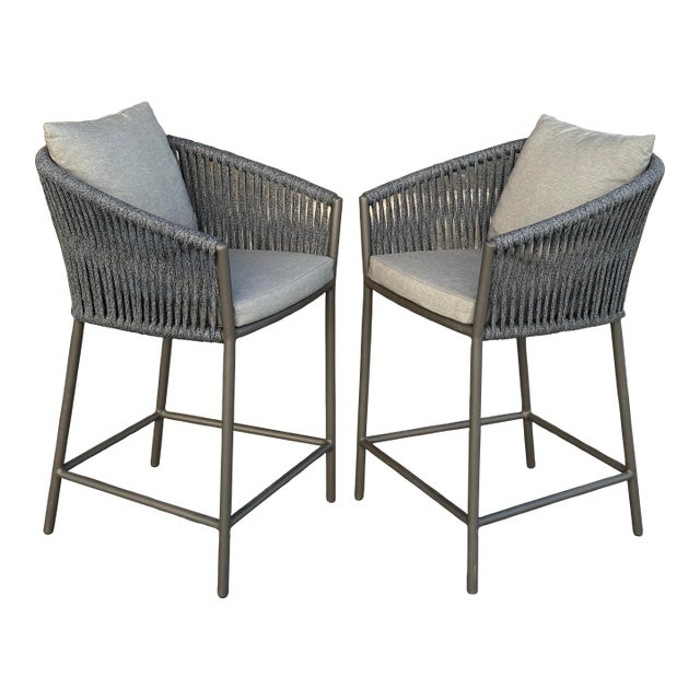 Four Hands Porto Outdoor Bar Stools, Pair For Sale
