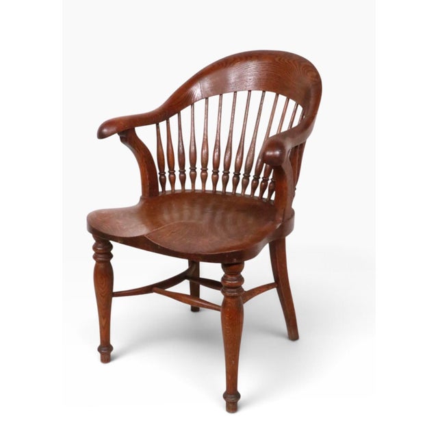 Wood Stylish Turn of the Century Oak Office Chair For Sale - Image 7 of 10