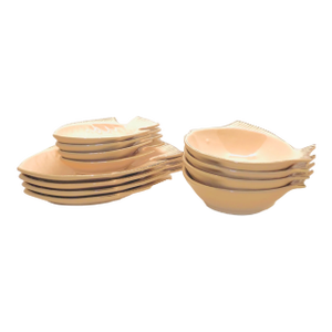 Vintage Mid-Century Modern Fish Shaped Dinner and Side Plates Bowls -Set of 12