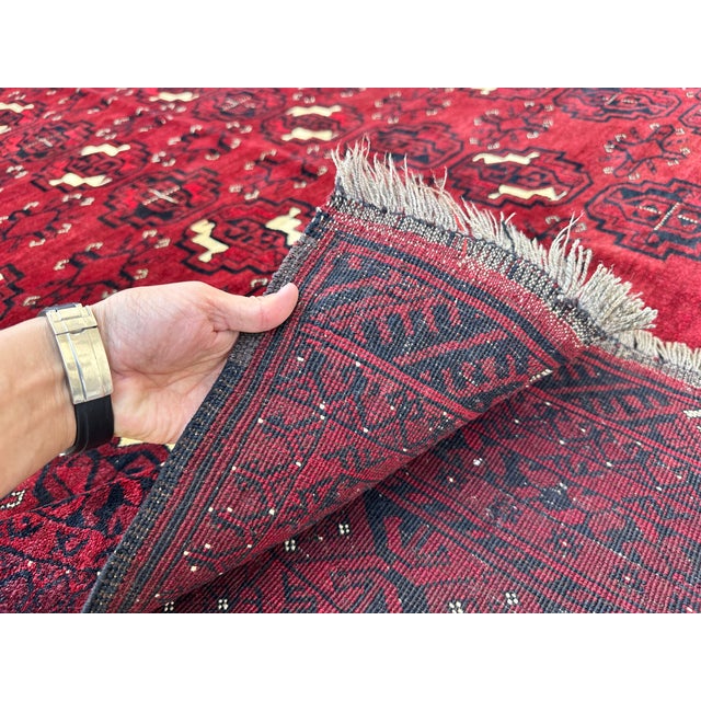 Red Tekke Bokhara Hand-Knotted Wool Rug - 6'10" X 9'8" For Sale - Image 11 of 12