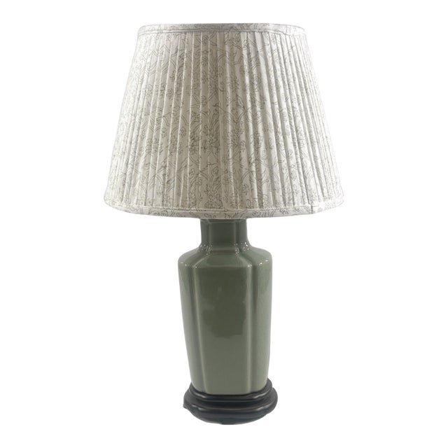 Vintage Celadon Green Porcelain Table Lamp For Sale