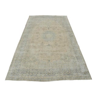 Kerman Rug 8’7” X 12’11” Pink Wool Vintage Distressed Hand-Knotted Carpet For Sale