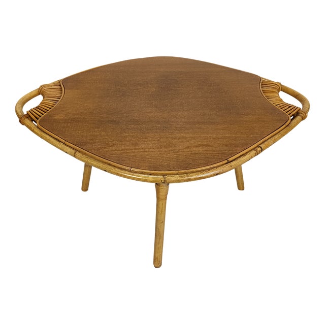 Vintage Rattan Coffee Table, 1950s For Sale