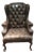 17th Century Wingback Armchair With Tufted Back in Brown Leather For Sale