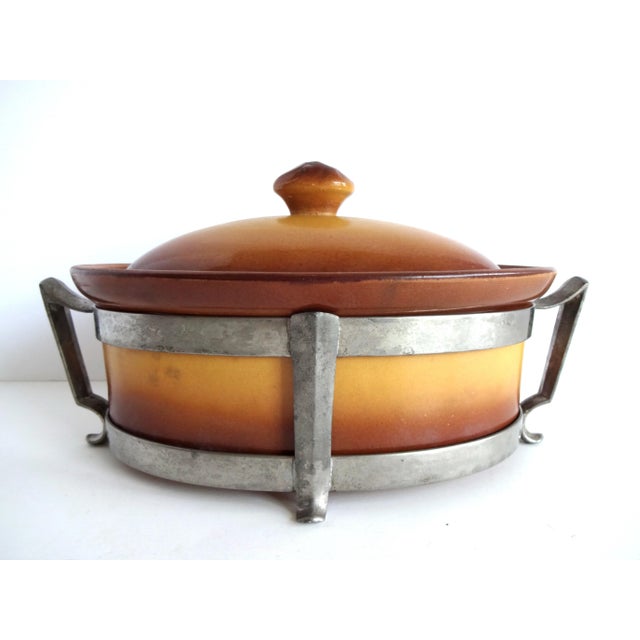 French Provincial Mid 20th Century French La Silicite Depose Brown Faience Terrine For Sale - Image 3 of 7