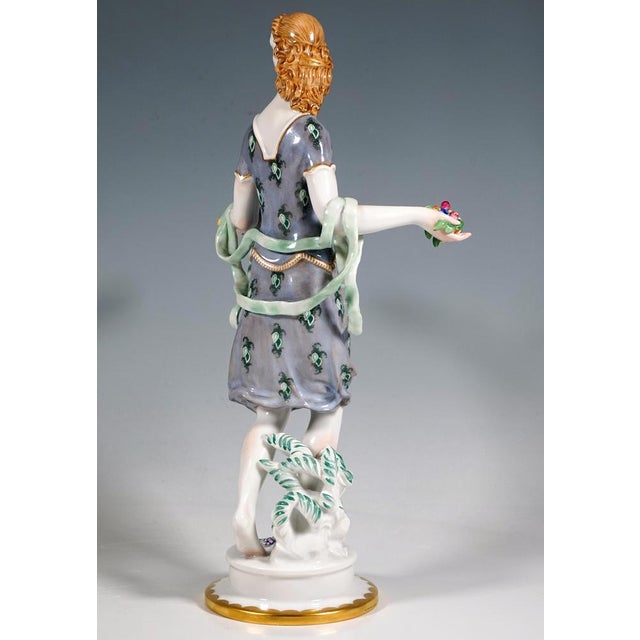 Porcelain Striding Girl with Flowers from Augarten, Vienna, Austria, 1924 For Sale - Image 3 of 7