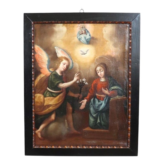 The Annunciation, 17th Century, Oil Painting on Canvas, Framed For Sale