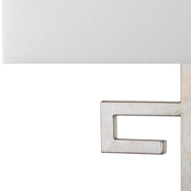 Greek Key 25-Inch H Table Lamp Antique Silver - a Pair For Sale - Image 4 of 9