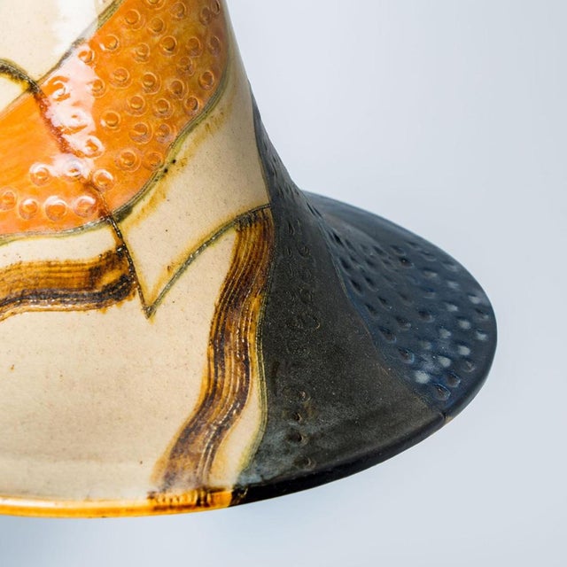 Cone Beige Orange Ceramic Pendant Light, 1970 For Sale - Image 11 of 15