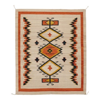 Contemporary Southwest Style Flat-Weave Wool Rug in Terracotta, and Ochre For Sale