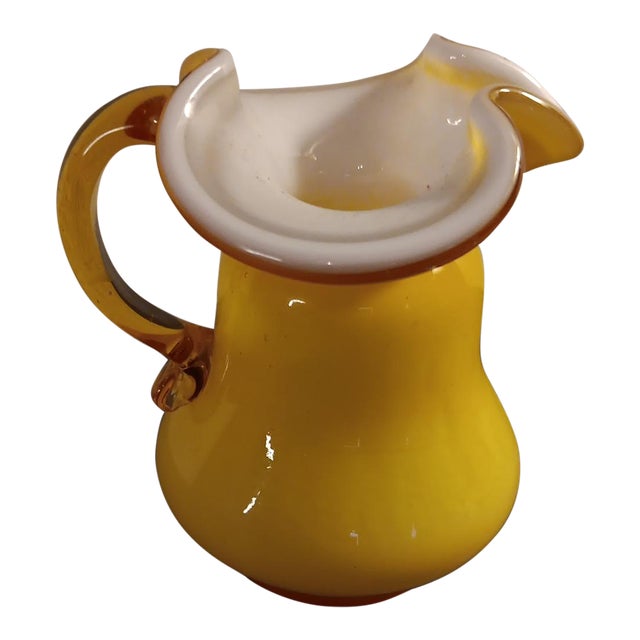 1960s Kanawha Yellow Cased Glass Miniature Pitcher For Sale
