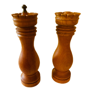 Vintage Wood Salt Shaker and Pepper Mill Grinder Japan Mid Century Modern