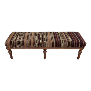 Handwoven Nomad Kilim Upholstered Bench For Sale