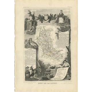 Antique Map of Loire in France by V. Levasseur, 1854 For Sale