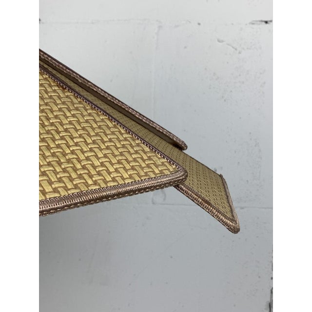 Metal Scandinavian Uchiwa Fan Style Rattan Woven Hanging Lamp, 1960s For Sale - Image 7 of 18