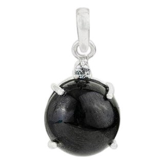 11.55 Ct Black Star & Zircon Dainty Drop Pendant in 925 Silver For Sale