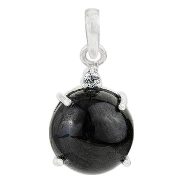 11.55 Ct Black Star & Zircon Dainty Drop Pendant in 925 Silver For Sale