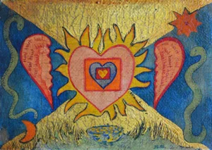 Martine Barnard Heal Heart Heal. Contemporary Mixed Media Painting 1996