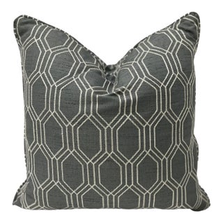 Contemporary Bernhardt Transitional Style Gray Geometric Print Duck Down Throw Pillow For Sale