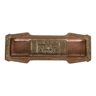 Tiffany Studios New York American Indian Pattern Bronze Pen Tray For Sale