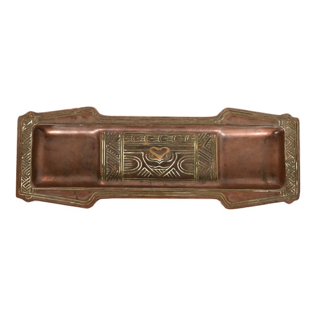 Tiffany Studios New York American Indian Pattern Bronze Pen Tray For Sale