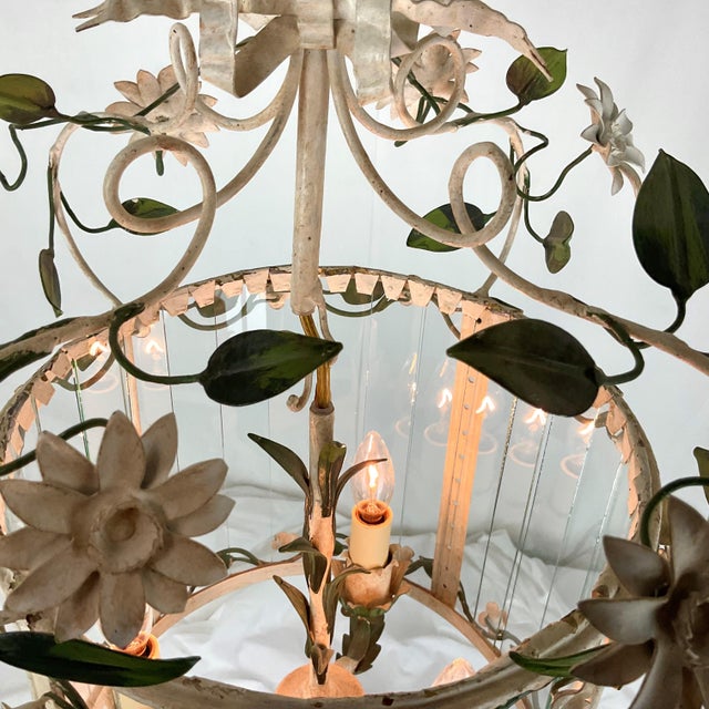 1950s Hand Painted Italian Floral Lantern For Sale In West Palm - Image 6 of 9