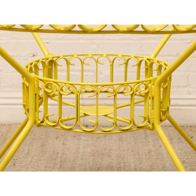 Arthur Umanoff Mid 20th Century Styled After Arthur Umanoff Vintage Yellow Patio Dining Set With Glass Top Table and Four Chairs For Sale - Image 4 of 12