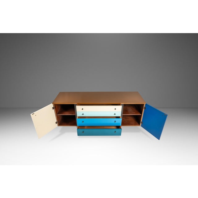 Mid-Century Modern Restored Mid-Century Modern Sled-Based Credenza a Fusion of Inspiration After George Nelson and Finn Juhl, Usa, C. 1960s For Sale - Image 3 of 18