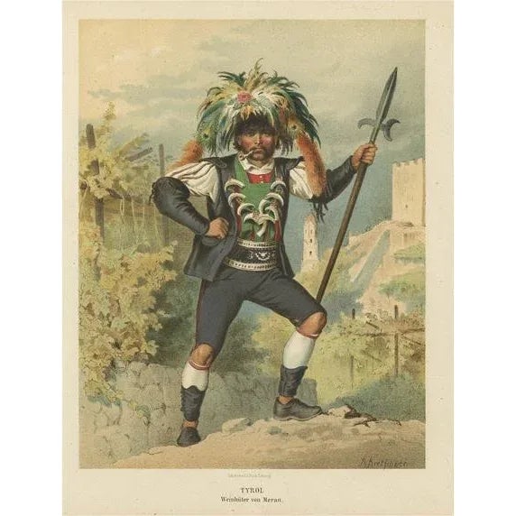 Late 19th Century Kretschmer, South Tyrol, Austria, A Merana Vineyard Keeper, 1870, Print For Sale - Image 5 of 5