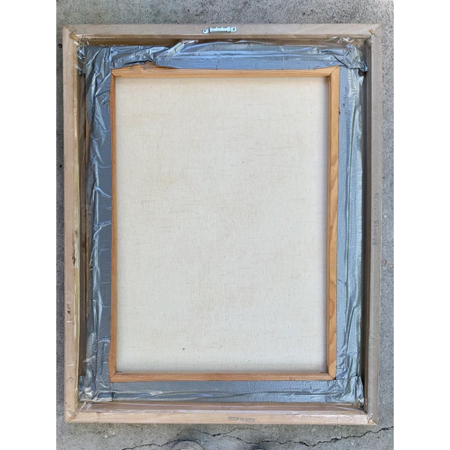 Robin's Egg Blue 1960’s Purple Mum Floral Arrangement Still Life Painting- Framed For Sale - Image 8 of 9