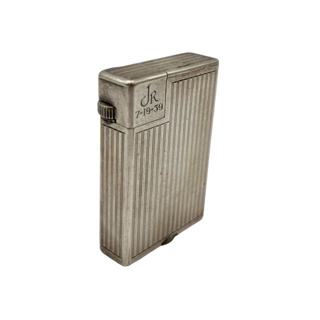 Art Deco Swiss Art Deco Silver Plated " Handy" Pocket Lift Arm Lighter by Dunhill For Sale - Image 3 of 9