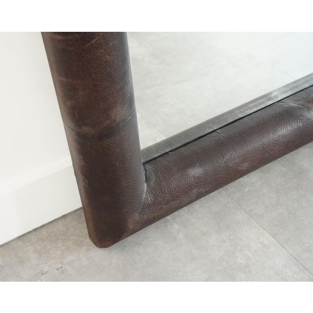 Karl Springer Patinated Embossed Leather Mirror, C. 1980s For Sale - Image 4 of 6