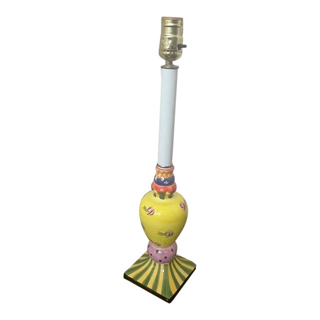 Whimsical Ceramic Candlestick Lamp in Style of Mackenzie Childs For Sale