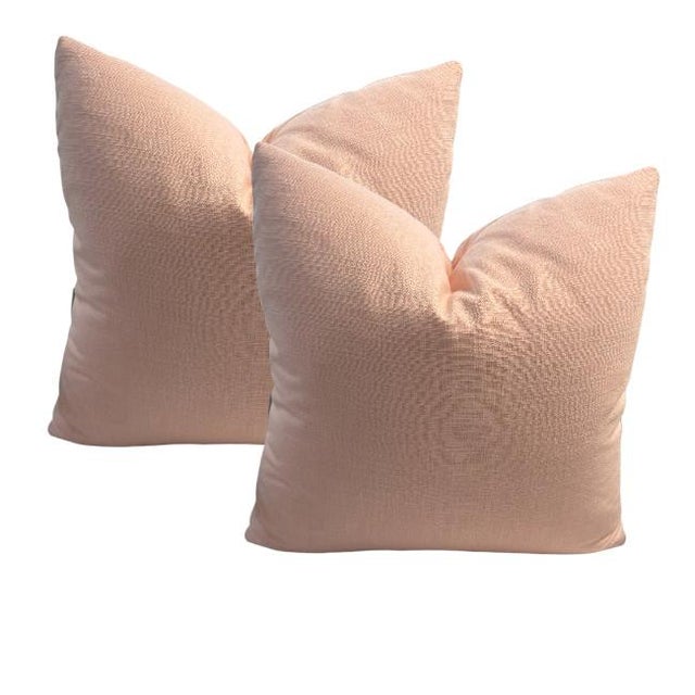 Set of 22'' Pink Pillows With White Tape Trim For Sale - Image 4 of 6