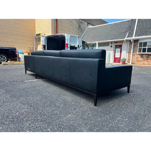 Rh Italia Track Arm Black Leather Chaise Sectional With Metal Base For Sale - Image 9 of 10