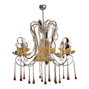 Murano Amber Chandelier with 8 Arms, 1980s