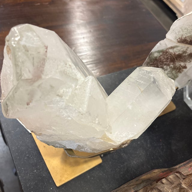 Early 21st Century A Quartz Crystal on Golden Stand - B For Sale - Image 5 of 10