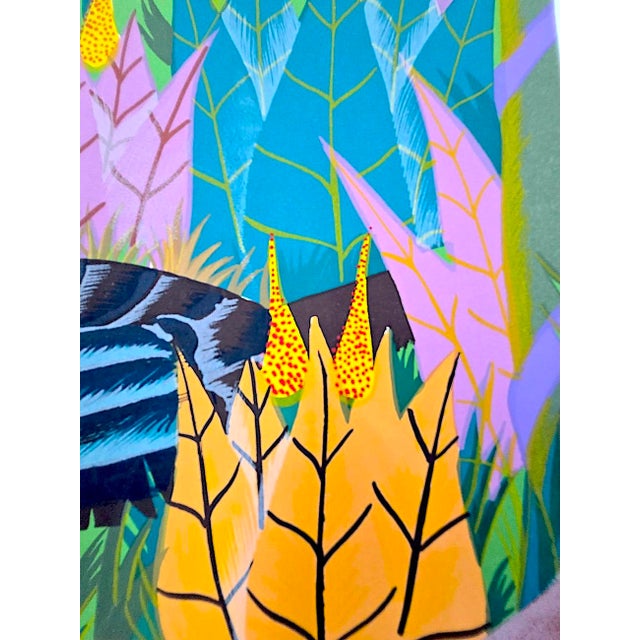 1970s Adam Leontus Art Naif Framed Serigraph Screen Print: Peacock For Sale - Image 12 of 18