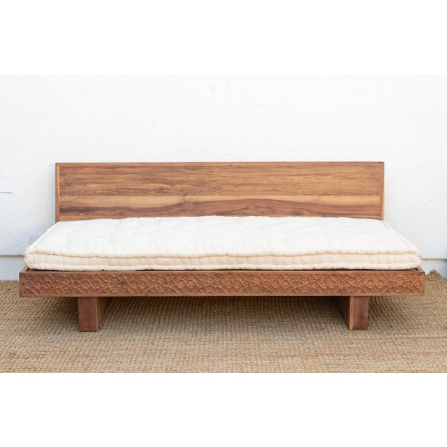 Reclaimed Wood Modern Moroccan Carved Low Sofa For Sale - Image 13 of 14