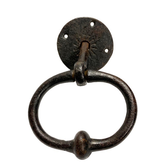 Mid 20th Century Vintage Heavyweight Iron Door Knocker or Door/Gate Pull For Sale - Image 5 of 8