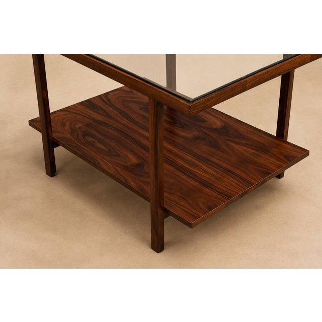 Brazilian Modern Rectangular Side Table in Rosewood & Glass, Branco E Preto, 1950s For Sale - Image 13 of 17