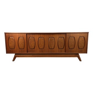 Young Manufacturing Mid 20th Century Walnut and Burlwood Buffet, Attributed For Sale