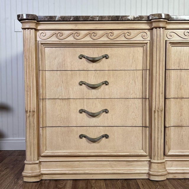 Vintage Bernhardt Neoclassical Revival Marble Top 8-Drawer Dresser For Sale - Image 11 of 14