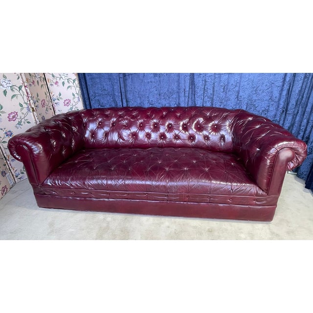 1950s English Burgundy Red Leather Chesterfield Sofa For Sale - Image 17 of 17